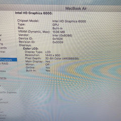 2012 Apple MacBook Air 13.3" i5 1.6GHz 4GB RAM 128GB SSD Silver A1466