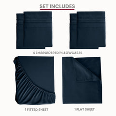 6 Piece Bed Sheet Set 1800 Series Microfiber Comfort Deep Pocket Hotel Bed Sheet