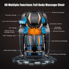Oversized 4D Full Body Zero Gravity Airbag Shiatsu Massage Chair Recliner 24Mode