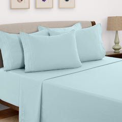 6 Piece Bed Sheet Set 1800 Series Microfiber Comfort Deep Pocket Hotel Bed Sheet