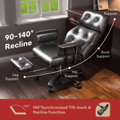 Reclining Office Chair 400lbs Ergonomic PU Leather Computer Desk Chairs White