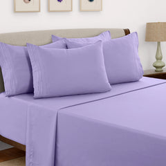 6 Piece Bed Sheet Set 1800 Series Microfiber Comfort Deep Pocket Hotel Bed Sheet