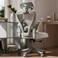 Computer Desk Chair Ergonomic Office Chair with Wheels Flip-Up Armrests Gray