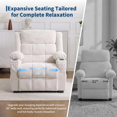Oversized Power Recliner Chair 26'' Seat Electric Reclining W/ Massage & Heat