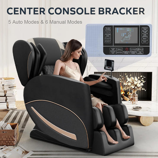New Full Body Air Pressure Shiatsu Massage Chair Recliner ZERO GRAVITY Black