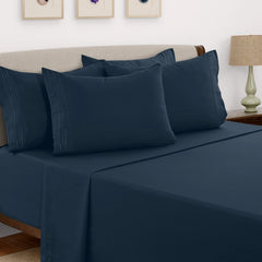 6 Piece Bed Sheet Set 1800 Series Microfiber Comfort Deep Pocket Hotel Bed Sheet