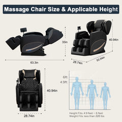 New Full Body Air Pressure Shiatsu Massage Chair Recliner ZERO GRAVITY Black