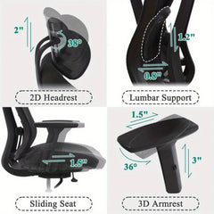 Ergonomic Mesh Office Chair with Adjustable Headrest Lumbar Support Desk Chair