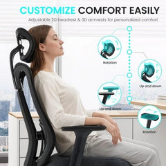 Ergonomic Mesh Office Chair with Adjustable Headrest Lumbar Support Desk Chair