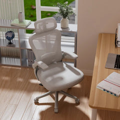 Computer Desk Chair Ergonomic Office Chair with Wheels Flip-Up Armrests Gray
