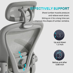 Computer Desk Chair Ergonomic Office Chair with Wheels Flip-Up Armrests Gray