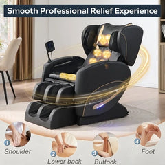New Full Body Air Pressure Shiatsu Massage Chair Recliner ZERO GRAVITY Black