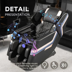 2026 Full Body Massage Chair L Track Zero Gravity Shiatsu Massage Recliner Black