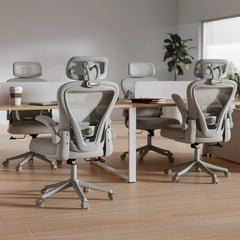 Computer Desk Chair Ergonomic Office Chair with Wheels Flip-Up Armrests Gray