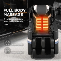2026 Full Body Massage Chair L Track Zero Gravity Shiatsu Massage Recliner Black