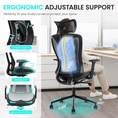 Ergonomic Mesh Office Chair with Adjustable Headrest Lumbar Support Desk Chair