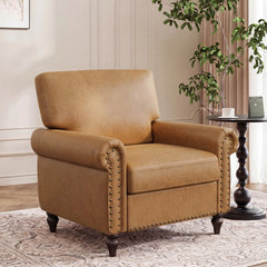 Mid-Century Modern Accent Chair, Upholstered Living Room Armchair, Easy Assembly